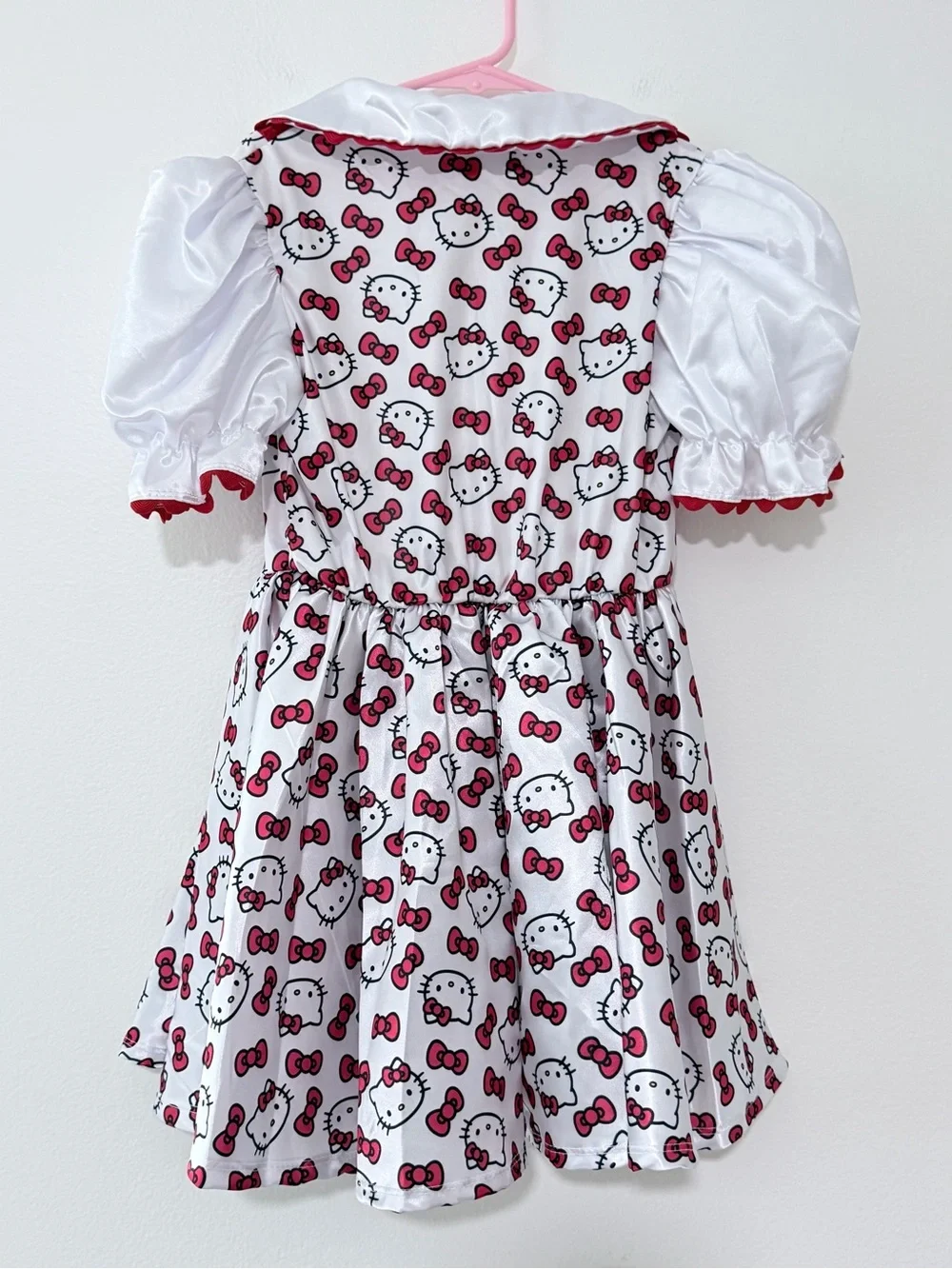 NWOT Hello Kitty White & Pink Puff Sleeve Girls Dress Sz Medium